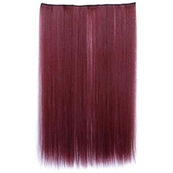 DILLARDS Red Hair Extension Women's Long Straight All Match Graceful Fashion Seamless Synthetic 50Cm Wig Accessory - Image 1